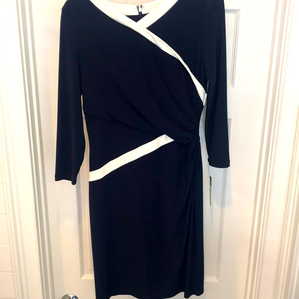 Ralph Lauren Navy/white long sleeve dress! NWT🥂🤍
